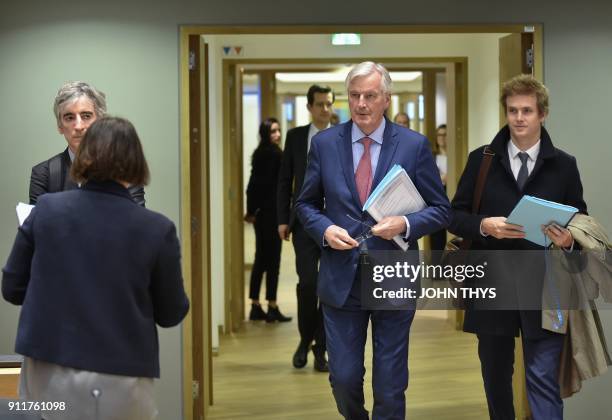 European Union Chief Negotiator in charge of Brexit negotiations Michel Barnier arrives for a General affairs council debate on the article 50...