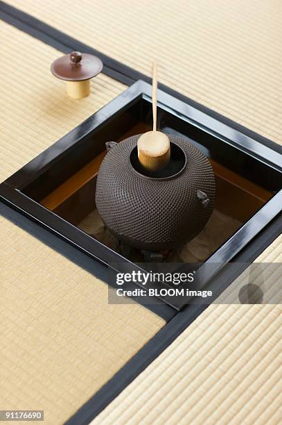 tea ceremony equipment - bamboo dipper stock-fotos und bilder