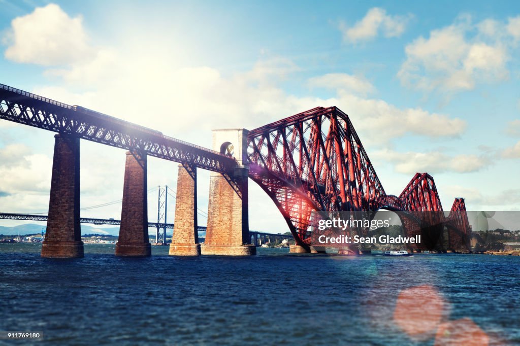 Train crossing The Forth Bridge