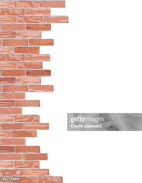 destroyed brick wall - concrete brown texture stock illustrations