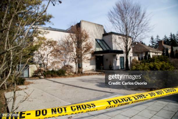 Police tape around the Sherman home Friday morning. Toronto police released the home back to the Sherman family Friday morning after six weeks of...