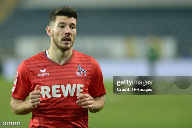 Milos Jojic of Koeln looks on during the H-Hotels.com Wintercup match between Arminia Bielefeld and 1.FC Koeln at SchuecoArena on January 6, 2018 in...