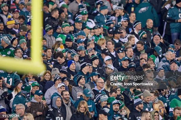 General view of Philadelphia Eagles fans looking on during the NFC Championship Game between the Minnesota Vikings and the Philadelphia Eagles on...