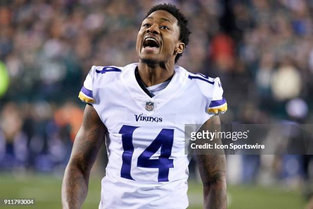 Minnesota Vikings wide receiver Stefon Diggs looks on during the NFC Championship Game between the Minnesota Vikings and the Philadelphia Eagles on...