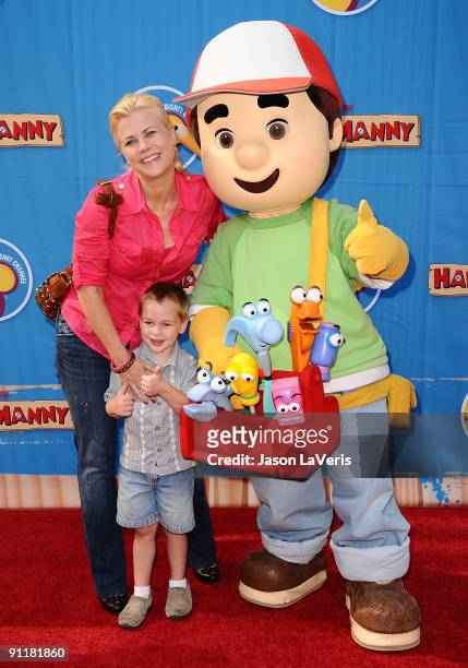 Actress Alison Sweeney and her son Benjamin Sanov attend the premiere of "Handy Manny Motorcycle Adventure" at ArcLight Cinemas on September 26, 2009...
