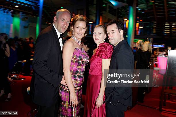 Suzanne von Borsody, husband Jens Schniedenharn, Anna Loos-Liefers and Jan Joesf Liefers attend the after show party of the German TV Award 2009 at...