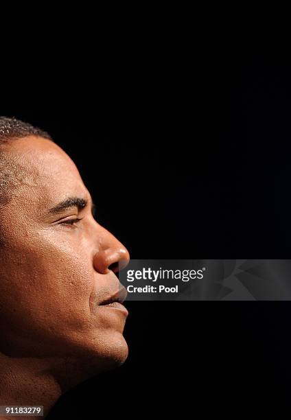 President Barack Obama speaks during the Congressional Black Caucus Foundation's Annual Phoenix Awards Dinner at the Walter E. Washington Convention...