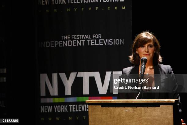 Actress Kaily Smith, winner of the NYTVF Best Actress for "Merrime.com" accepts her award at the 2009 New York Television Festival Award Show...