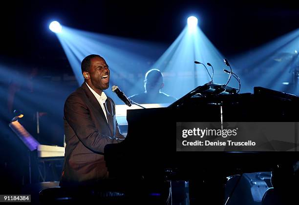 Singer Brian McKnight performs during the 14th annual Andre Agassi Foundation for Education's Grand Slam for Children benefit concert at Wynn Las...