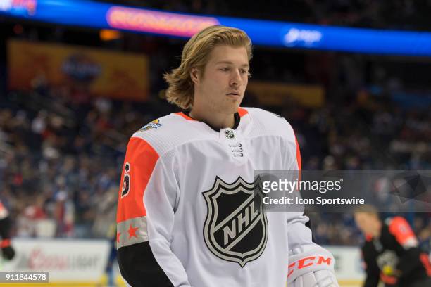 Pacific Division forward Brock Boesser prior to the NHL All-Star Game on January 28 at Amalie Arena in Tampa, FL.