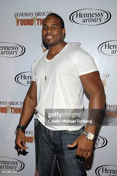 Wrestler Shad Gaspard arrives at hip-hop artist Common's Common Ground Foundation's "Common & Friends" Concert, held at the Hollywood Palladium on...