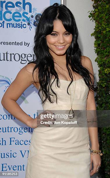 Actress Vanessa Hudgens arrives at VH1 Save The Music Foundation's Neutrogena Fresh Faces Music Benefit at Jim Henson Studios on September 26, 2009...