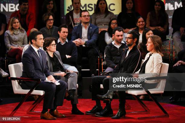 Google and YouTube Changing the World" -- Pictured: Ari Melber, Anchor of ?The Beat? and MSNBC Chief Legal Correspondent, Kara Swisher, Recode...