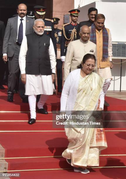 Lok Sabha Speakers Sumitra Mahajan, President of India Ram Nath Kovind and Prime Minister Narendra Modi, Union Parliamentary affairs minister Ananth...