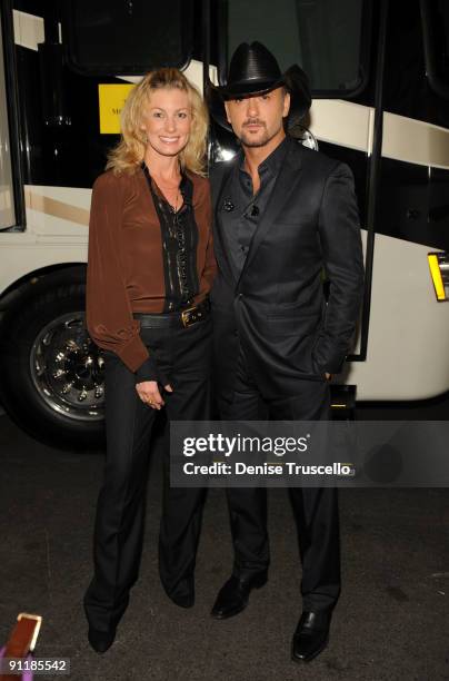 Singer Faith Hill and recording artist Tim McGraw backstage at the 14th annual Andre Agassi Foundation for Education's Grand Slam for Children...