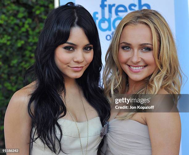 Actress Vanessa Hudgens and actress Hayden Panettiere pose at VH1 Save The Music Foundation's Neutrogena Fresh Faces Music Benefit at Jim Henson...