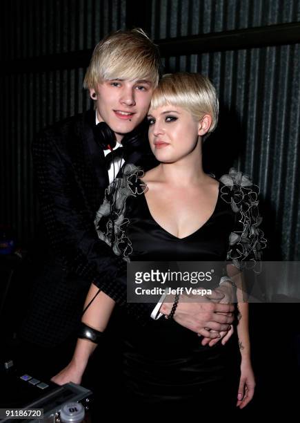 Luke Worrall and Kelly Osbourne pose during the 7th Annual Teen Vogue Young Hollywood Party held at Milk Studios on September 25, 2009 in Hollywood,...