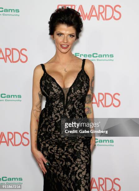 Adult film actress Joslyn James attends the 2018 Adult Video News Awards at the Hard Rock Hotel & Casino on January 27, 2018 in Las Vegas, Nevada.