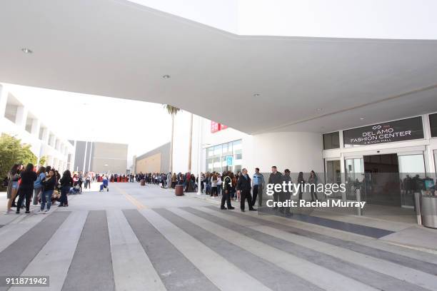 Fans wait in line to meet Demi Lovato at Fabletics at Del Amo Fashion Center on January 27, 2018 in Torrance, California.