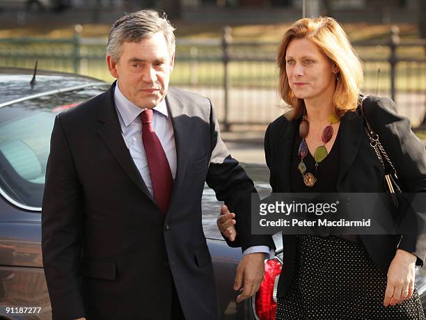 Prime Minister Gordon Brown and his wife Sarah arrive at a Baptist Church on September 27, 2009 in Brighton, England. Party officials and delegates...
