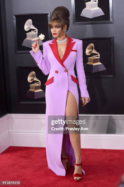 Andra Day attends the 60th Annual GRAMMY Awards - Arrivals at Madison Square Garden on January 28, 2018 in New York City.