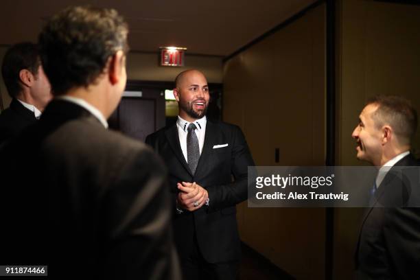 Carlos Beltran arrives for the 2018 Baseball Writers' Association of America awards dinner on Sunday, January 28, 2018 at the Sheraton Times Square...