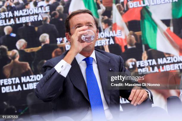 Gianfranco Fini president of the Italian Chambers of Deputies attends the "Festa Della Liberta": Italian Party Of Freedom Festival on September 26,...