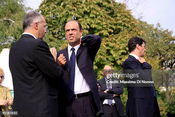 Italian Minister of Justice Angelino Alfano attends at the "Festa Della Liberta": Italian Party Of Freedom Festival on September 26, 2009 in Milan,...