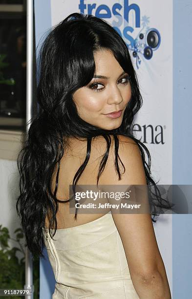 Actress Vanessa Hudgens arrives at the Neutrogena Fresh Faces Music event to benefit VH1's Save The Music Foundation at Jim Henson Studios on...