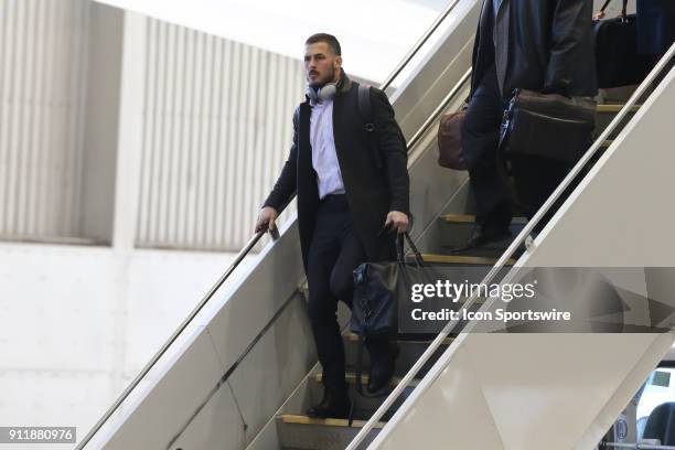 New England Patriots wide receiver Danny Amendola arrives for Super Bowl LII at Minneapolis-St Paul International Airport on January 29, 2018.