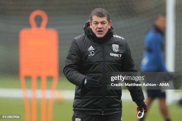 John Carver the assistant head coach / manager of West Bromwich Albion during a training session a on January 29, 2018 in West Bromwich, England.