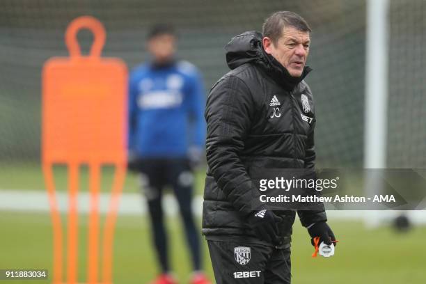 John Carver the assistant head coach / manager of West Bromwich Albion during a training session a on January 29, 2018 in West Bromwich, England.