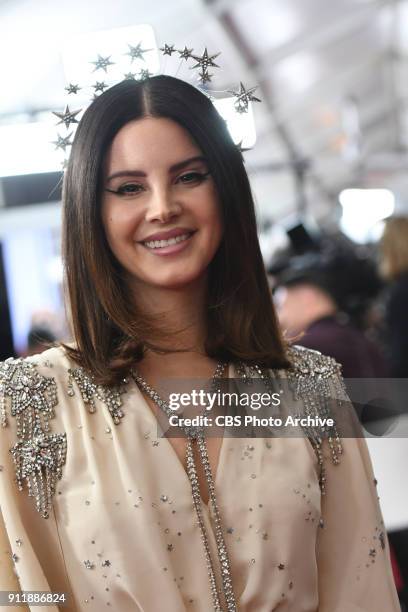Lana Del Rey on the red carpet at THE 60TH ANNUAL GRAMMY AWARDS broadcast live on both coasts from New York City's Madison Square Garden on Sunday,...