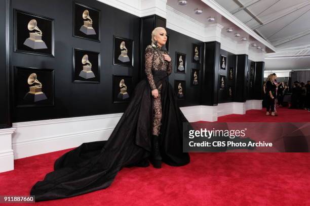 Lady Gaga on the red carpet at THE 60TH ANNUAL GRAMMY AWARDS broadcast live on both coasts from New York City's Madison Square Garden on Sunday, Jan....