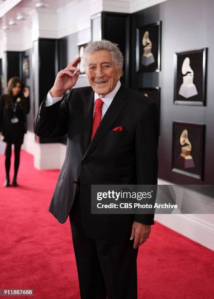 Tony Bennett on the red carpet at THE 60TH ANNUAL GRAMMY AWARDS broadcast live on both coasts from New York City's Madison Square Garden on Sunday,...