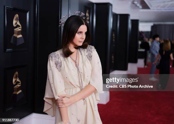 Lana Del Rey on the red carpet at THE 60TH ANNUAL GRAMMY AWARDS broadcast live on both coasts from New York City's Madison Square Garden on Sunday,...