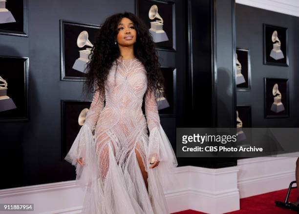 On the red carpet at THE 60TH ANNUAL GRAMMY AWARDS broadcast live on both coasts from New York City's Madison Square Garden on Sunday, Jan. 28 at a...