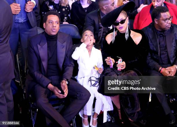 Blue Ivy Carter, and Beyonce backstage at THE 60TH ANNUAL GRAMMY AWARDS broadcast live on both coasts from New York City's Madison Square Garden on...