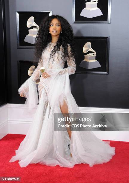 On the red carpet at THE 60TH ANNUAL GRAMMY AWARDS broadcast live on both coasts from New York City's Madison Square Garden on Sunday, Jan. 28 at a...