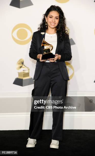 Alessia Cara wins the Grammy for Best New Artist at THE 60TH ANNUAL GRAMMY AWARDS broadcast live on both coasts from New York City's Madison Square...