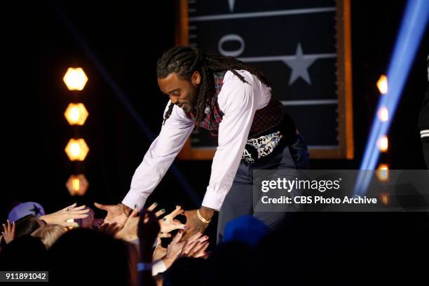 Baltimore Ravens running back Alex Collins competes to be crowned the MVP: MOST VALUABLE PERFORMER during a one-hour interactive talent show hosted...