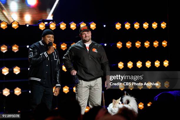 Cleveland Browns guard Kevin Zeitler and his dog Amber, are introduced by LL Cool J before competing to be crowned the MVP: MOST VALUABLE PERFORMER...