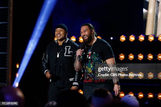 Cool J introduces Denver Broncos nose tackle Domata Peko during MVP: MOST VALUABLE PERFORMER during a one-hour interactive talent show hosted by LL...