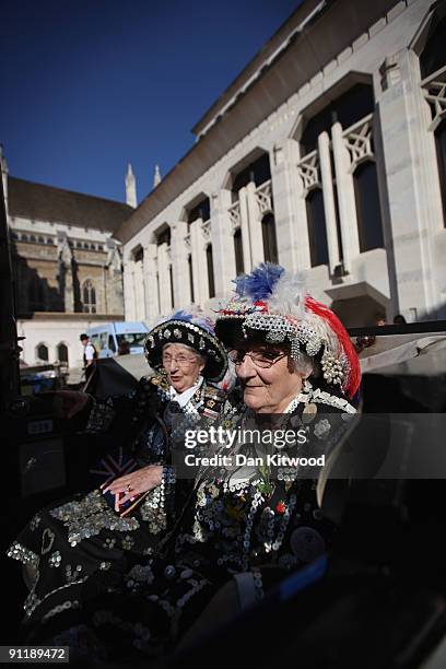 Pearly Kings and Queens gather to celebrate their annual Costermonger's Harvest Festival at the London Guildhall on September 27, 2009 in London,...