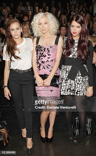 Alice Dellal, Portia Freeman and Peaches Geldof attend the Dolce & Gabbana show as part of Milan Womenswear Fashion Week Spring/Summer 2010 on...