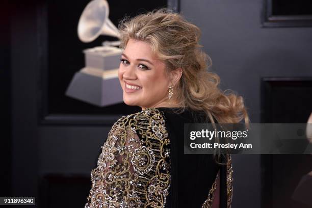 Kelly Clarkson attends the 60th Annual GRAMMY Awards - Arrivals at Madison Square Garden on January 28, 2018 in New York City.