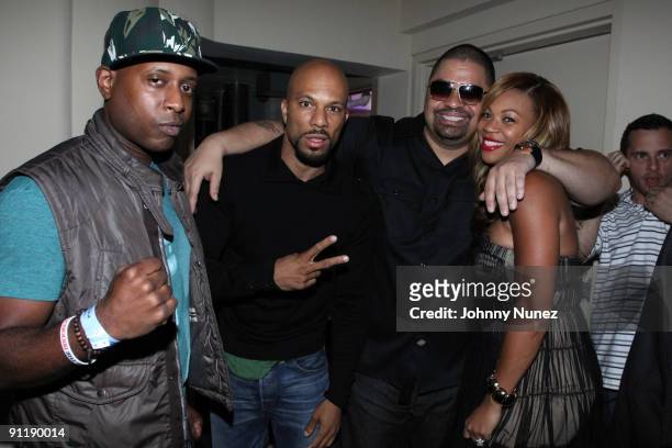 Talib Kweli, Common, Heavy D and DJ EQ attend the Common & Friends Benefit Concert at the Hollywood Palladium on September 26, 2009 in Hollywood,...
