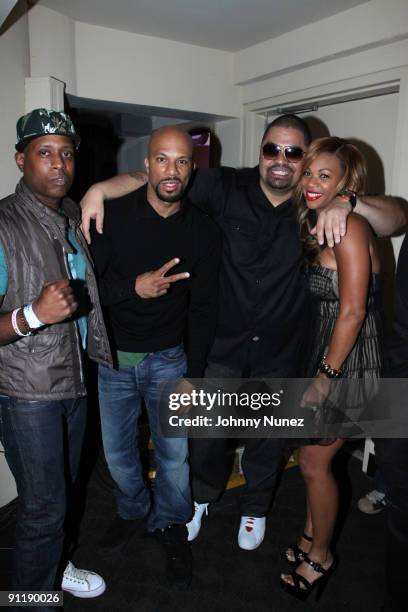 Talib Kweli, Common, Heavy D and DJ EQ attend the Common & Friends Benefit Concert at the Hollywood Palladium on September 26, 2009 in Hollywood,...