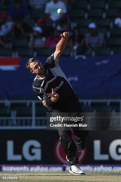 Daniel Vettori of New Zealand in action during the ICC Champions Trophy Group B match between New Zealand and Sri Lanka played at Wanderers Stadium...