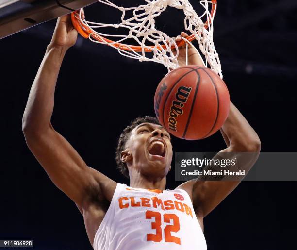 Clemson's Donte Grantham dunks against Florida during the Orange Bowl Basketball Classic at the BB&T Center in Sunrise, Fla., on Saturday, Dec. 16,...